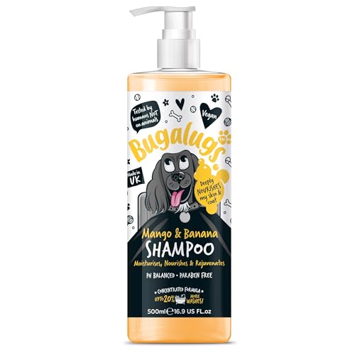 Bugalugs Hundeshampoo Mango Banane 500 ml Vegan Tiershampoo Fellpflege mit angenehmen Duft von BUGALUGS