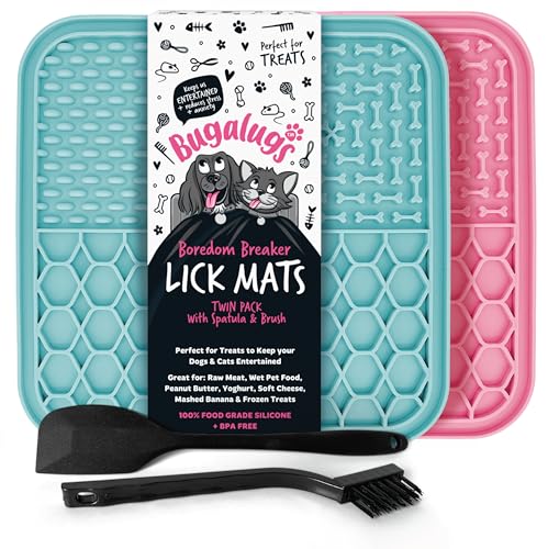 Bugalugs Licky Mats für Hunde, 100% Lebensmittelqualität Leckmatten für Hunde & Katzen Futtermatte BPA-frei Hundematte, Fütterung & Lecken Matte, reduziert Stress & Angst, 2 x Haustierfuttermatte, Bugalugs Licky Mats für Hunde, 100% Lebensmittelqualität Leckmatten für Hunde & Katzen Futtermatte BPA-frei Hundematte, Fütterung & Lecken Matte, reduziert Stress & Angst, 2 x Haustierfuttermatte, von BUGALUGS