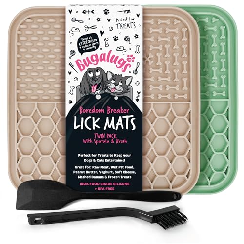 Bugalugs Licky Mats für Hunde, 100% Lebensmittelqualität Leckmatten für Hunde & Katzen Futtermatte BPA-frei Hundematte, Fütterung & Lecken Matte, reduziert Stress & Angst, 2 x Tierfuttermatte, Spatel Bugalugs Licky Mats für Hunde, 100% Lebensmittelqualität Leckmatten für Hunde & Katzen Futtermatte BPA-frei Hundematte, Fütterung & Lecken Matte, reduziert Stress & Angst, 2 x Tierfuttermatte, Spatel von BUGALUGS