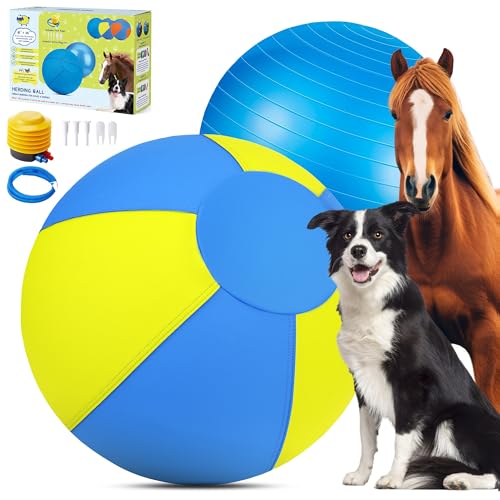 Herding Ball für Hunde und Pferde, 45,7 cm, Jolly Ball für Hunde, Agility-Trainingsausrüstung, Herding für australischen/deutschen Schäferhund, verbessertes bissfestes, verstärktes Näh-Hundespielzeug von BUGARORE