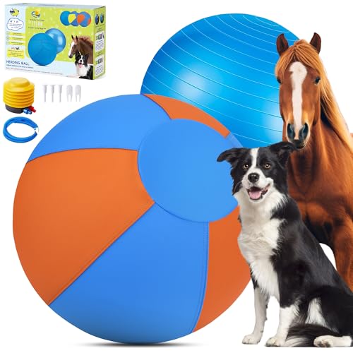 Herding Ball für Hunde und Pferde, 45,7 cm, Jolly Ball für Hunde, Agility-Trainingsausrüstung, Herding für australischen/deutschen Schäferhund, verbessertes bissfestes, verstärktes Näh-Hundespielzeug von BUGARORE