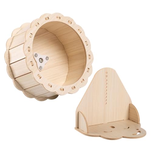 BUGUUYO 1satz Holz-hamsterrad Für Kleine Tiere Geräuschloses Übungsrad Für Hamster Zwerghamster Mäuse Und Chinchillas Mit Wolkenständer Gesundes Spielzeug Für Haustiere von BUGUUYO