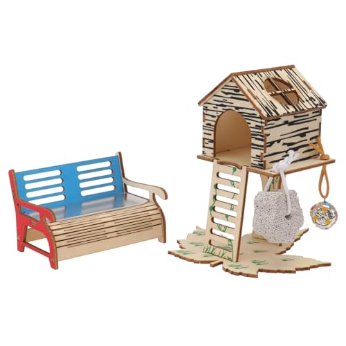 BUGUUYO 1satz Holz Hamsterhaus Mit Treppen Praktisches Mehrkammernhaus Für Hamster Und Kleine Nager Spielzeug Mit Versteck Und Spielplatz Fördert Bewegung Und Wohlbefinden von BUGUUYO