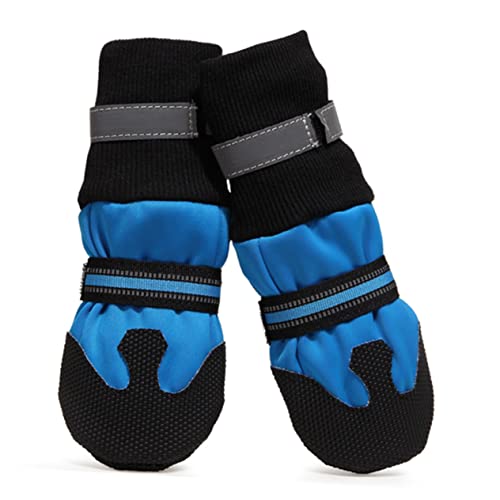 BUGUUYO 1 Satz Hundesocken Schuhe Verstellbar Hunde Stiefel Winterlicher Hundeschuh Haustier Hund Warme Schuhe Anti-Sohlen-Hund Anti-rutsch-regentierhausschuhe Einstellbar Winterstiefel von BUGUUYO