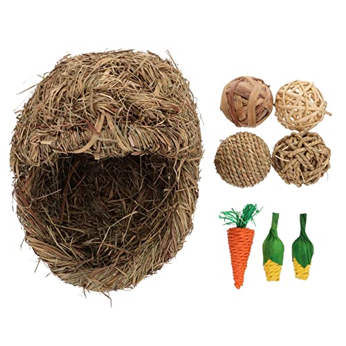 BUGUUYO Stilvolles Grashaus Kaninchennest Haustiergras gewebtes Nest langlebige komfortable Tierhütte BUGUUYO Stilvolles Grashaus Kaninchennest Haustiergras gewebtes Nest langlebige komfortable Tierhütte von BUGUUYO