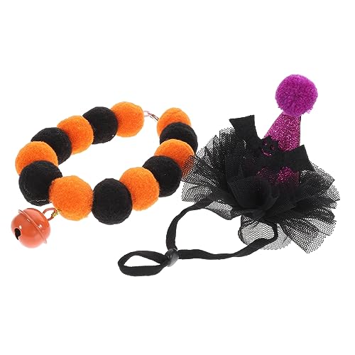 BUGUUYO 1satz Halloween-katzenhut Und Glocke Verstellbarer Katzenhalsband Für Kleine Haustiere Süßes Kostüm Für Halloween-feiern Mit Festlichen Elementen Teiliges Hut Halsband von BUGUUYO