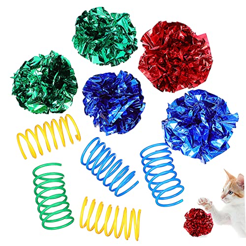 BUGUUYO 10er-Pack Interaktives Katzenbälle-Set Katzenspielzeug Knisterbälle Und Spiralfederspielzeug Für Hauskatzen BUGUUYO 10er-Pack Interaktives Katzenbälle-Set Katzenspielzeug Knisterbälle Und Spiralfederspielzeug Für Hauskatzen von BUGUUYO