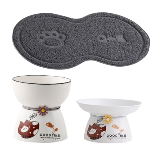 BUGUUYO Katzennapf-Set mit hohen Füßen erhöhter Katzennapfständer erhöhter Keramiknapf für Katzen schnurrhaarfreundliches Design Haustier-Fütterungswerkzeug BUGUUYO Katzennapf-Set mit hohen Füßen erhöhter Katzennapfständer erhöhter Keramiknapf für Katzen schnurrhaarfreundliches Design Haustier-Fütterungswerkzeug von BUGUUYO
