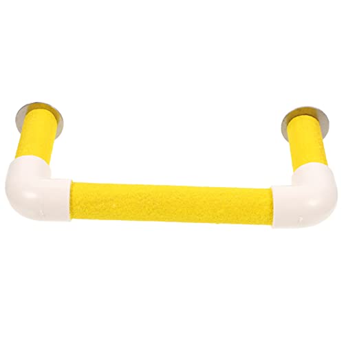 BUGUUYO U-förmige Papagei Barsch Plattform Vogel Spielzeug Nymphensittich Spielzeug Vogel Ständer Set 14cm Gelb Kauen von BUGUUYO
