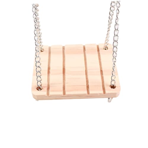 BUGUUYO Holz Hamsterschaukel Für Kleine Haustiere Haustierschaukel Als Hängebett Spielzeug Für Hamster Chinchillas Meerschweinchen Mit Suspension Kette von BUGUUYO