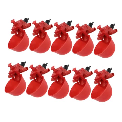 BUGUUYO Hühnerfutterspender Tränke 10er-Pack rot automatischer Geflügel-Tränkbehälter Vogel-Wasserspender für Tauben Papageien BUGUUYO Hühnerfutterspender Tränke 10er-Pack rot automatischer Geflügel-Tränkbehälter Vogel-Wasserspender für Tauben Papageien von BUGUUYO