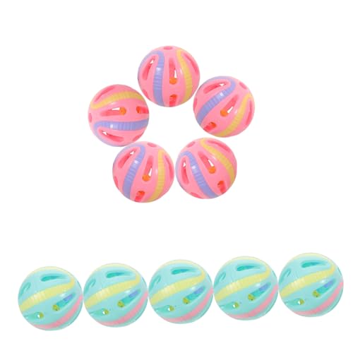 BUGUUYO 10 Stück Teiliges Katzenspielzeug Bälle mit Glöckchen Kunststoffraschelkugeln Interaktive Katzenspielzeuge für Kätzchen Indoor Unterhaltung und Training von BUGUUYO