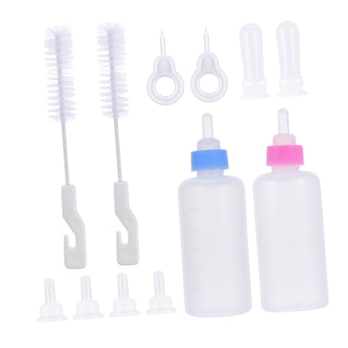 BUGUUYO 12Stücke Teiliges Katzenmilchflaschen Set für Welpen und Kätzchen Haustierzubehör für Sichere Fütterung von Neugeborenen Tieren Steriliserbarer Flasche und von BUGUUYO
