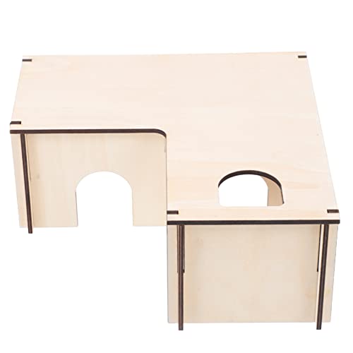 BUGUUYO Hamsterkäfig Für Den Innenbereich 24 X 24 X 10 L-förmig Mehrzellig Aus Holz Unterschlupf Versteck Burg Für Hamster von BUGUUYO