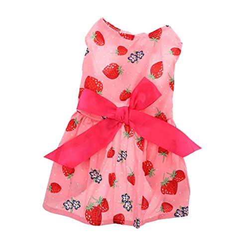 BUGUUYO Elegantes Hundekleid mit Schleife ärmelloses Sommerkleid für Haustiere Rock mit Schleife für Haustiere Erdbeer-Haustierkleidung Größe S für den Alltag von BUGUUYO
