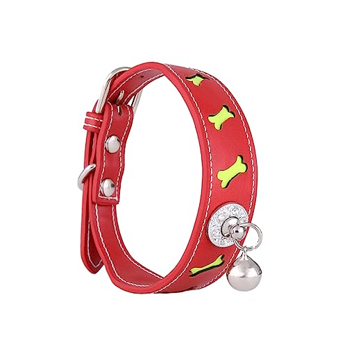 BUGUUYO 1stück Verstellbares Pu-Leder Haustierhalsband Mit Reflektor Und Glocke Kreatives Design Für Katzen Und Hunde Rot BUGUUYO 1stück Verstellbares Pu-Leder Haustierhalsband Mit Reflektor Und Glocke Kreatives Design Für Katzen Und Hunde Rot von BUGUUYO