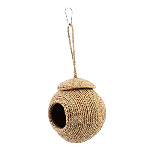 BUGUUYO Hängendes Gewebtes Nest Strohkäfig Für Papageien Hamster Eichhörnchen Bequemes Schlafnest Strohseil Dunkelgrün BUGUUYO Hängendes Gewebtes Nest Strohkäfig Für Papageien Hamster Eichhörnchen Bequemes Schlafnest Strohseil Dunkelgrün von BUGUUYO