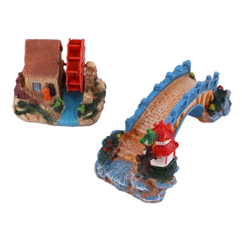 BUGUUYO Aquarium Cube Ornament Aquarium Landschaft Harz Handwerk Wassermühle Brücke Dekorationen BUGUUYO Aquarium Cube Ornament Aquarium Landschaft Harz Handwerk Wassermühle Brücke Dekorationen von BUGUUYO