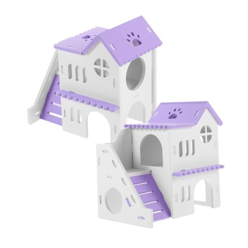 BUGUUYO 2sätze Hamsterhaus-versteck Für Kleintiere Mit Rampe Rattenversteck Haus Großes Mehrkammer-kleintierhütten-hamsterversteck Sicher Und Gemütlich Für Hamster Eichhörnchen Und von BUGUUYO