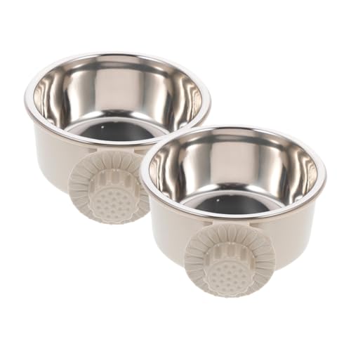 BUGUUYO 2 Stück Hängende Haustierschüssel Mittelgroß Rostfrei Leicht Reinigbar Für Hunde Katzen Kleintiere Futter und Wassernapf Für Käfige und Tierboxen von BUGUUYO