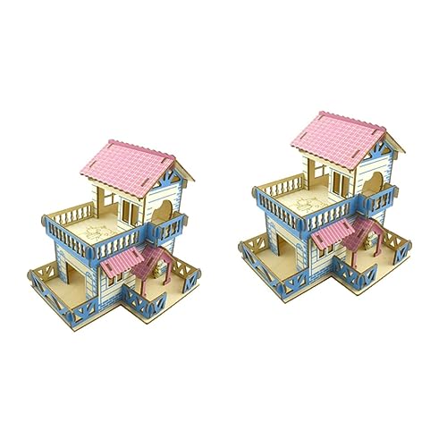 BUGUUYO 2stücke Doppelstöckige Hamster Villa Aus Holz Haustier-kletterhaus Mit Treppen Für Hamster Und Kleine Nager Geruchlos Und Stabil Naturverbundenheit Für Ihre Kleinen Freunde von BUGUUYO