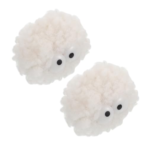 BUGUUYO 2 Stück Katzen Haben Spaß Kätzchen Jagen Lift Katzen Neckball Weiche Flauschbälle Katzen Spielball Wollgarnball Katzen Pompon Katzen Neckball Weißer Plüsch von BUGUUYO