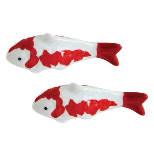 BUGUUYO 2 Stück Keramik Fischfigur Schwimmend Aquarium Deko Langlebig Farbbeständig Sicher für Teich und Fischbecken Natürliche Lebendige Atmosphäre Gestaltung von BUGUUYO