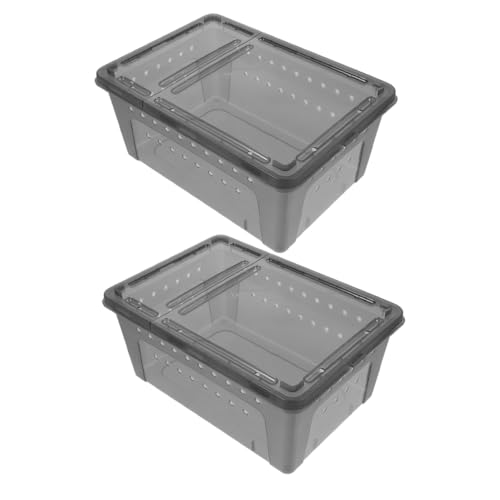 BUGUUYO 2 Stück Terrarium Zuchtbox für Reptilien Kleiner Kunststoff Behälter für Spinnen Skorpione Geckos und Frösche mit Fluchtenschutz und Sichtfenster von BUGUUYO
