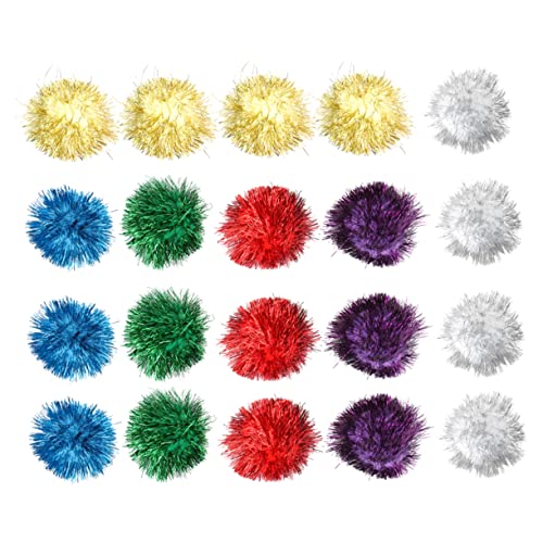 BUGUUYO 20 STK Glitzerkugeln Plüschkatzenspielzeug Katze Bommel Interaktive Bälle Für Katzen Glitzer Pompons Kätzchen Neckendes Spielzeug Schaum Katzenfalte Haustier Plüsch Katze Kaschmir von BUGUUYO