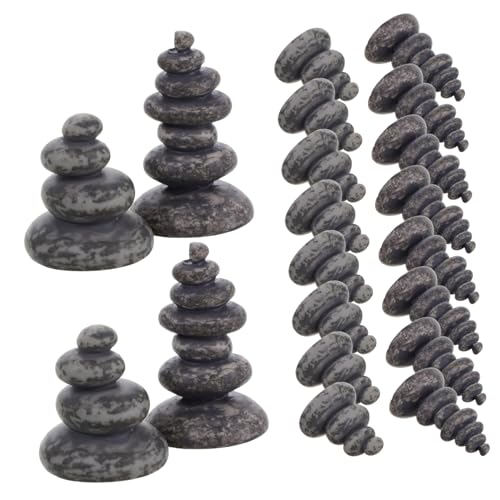 BUGUUYO 20 Stück Teiliges Zen Garten Steinturm aus Langlebigem Harz Vintage Miniatur Felsen für Meditationsdekoration Stapelbare Balancing Stones für Aquarium Garten und Bonsai Landschaft von BUGUUYO
