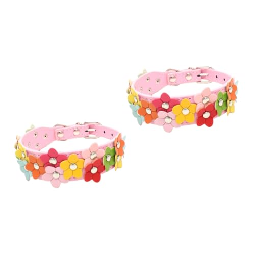 BUGUUYO 2stücke Pu Pet Dog Cat Safety Collar Mit Verstellbarem Design s Dekoriert Mit Bunten Blumen Für Leinenbefestigung Für Hunde Und Katzen von BUGUUYO