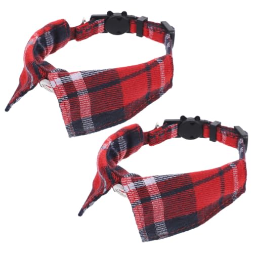 BUGUUYO 2-teiliges Katzenhalsband Mit Karomuster Und Glöckchen Verstellbar Für Mehr Atmungsaktiv Spülbeckenfreundlich Für Partys Und Feiertage von BUGUUYO