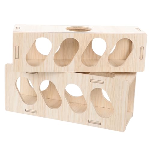 BUGUUYO 2Stücke Holz Hamster Tunnel für Kleintiere Robuster Verstecktunnel aus Holz für Hamster Meerschweinchen Rennmäuse und Sicheres und Langlebiges Haustierspielzeug von BUGUUYO