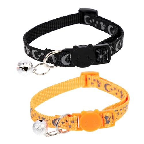 BUGUUYO Hochwertiges Verstellbares Haustierhalsband Aus Nylon Mit Reflektierenden Sternen Und Mond-Design Abnehmbares Für von BUGUUYO