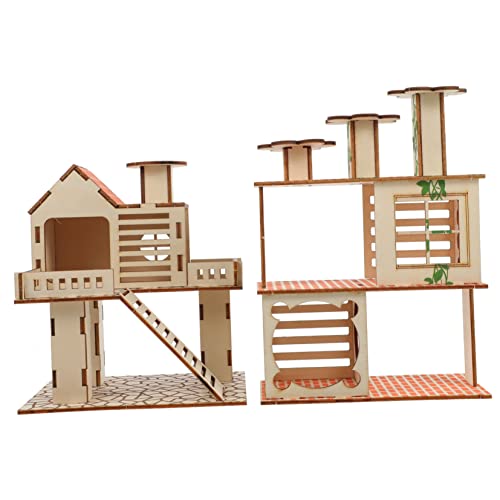 BUGUUYO Holz Hamster Spielzeug Villa Plattform Leiter Für Hamster Eichhörnchen Chinchilla Meerschweinchen Spielen von BUGUUYO