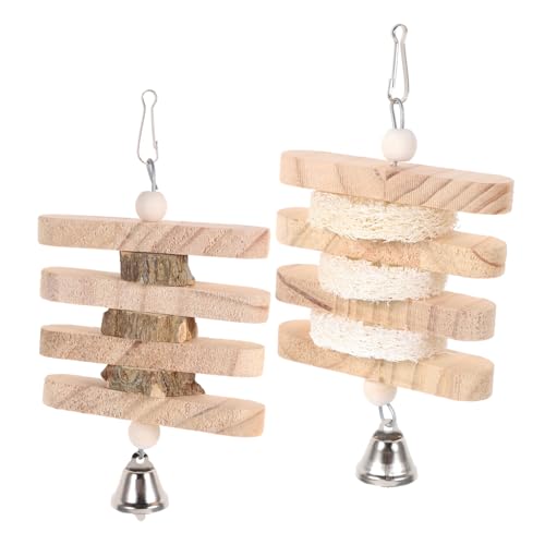 BUGUUYO Papagei Block Kauen Spielzeug Vogel Beißen Spielzeug 2PCS Holz Spieße Schreddern Papagei Spielzeug von BUGUUYO