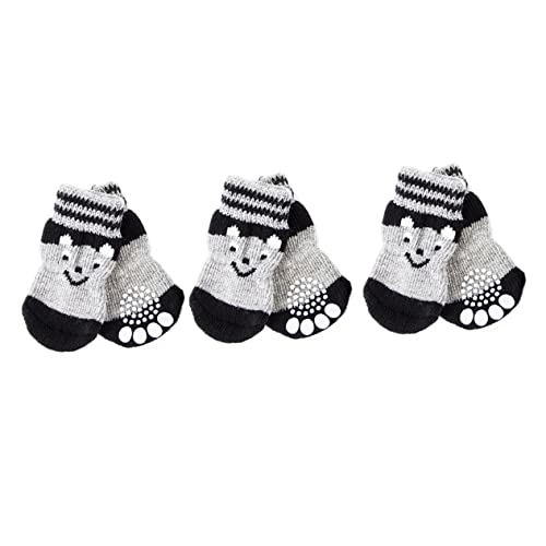 BUGUUYO 3 Paare Hundeschuh Socken Hundesocken Fußschlaufe Für Haustiere Pfotenschützer Für Hunde rutschfeste Hundeschuhe Hundestiefel Für Kaltes Wetter Kätzchen Baumwolle Wintersocken von BUGUUYO