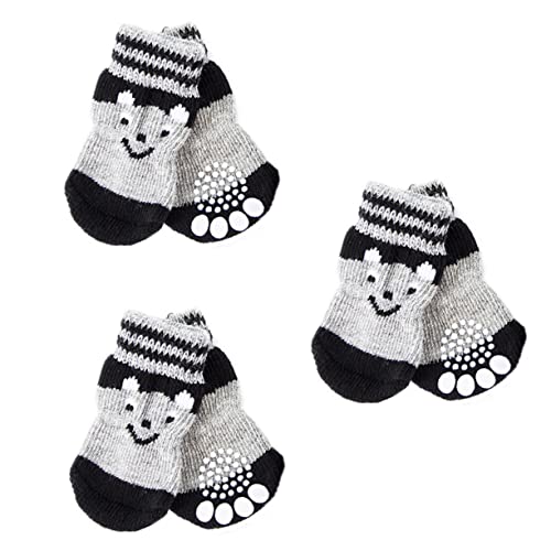 BUGUUYO 3 Paare Hundeschuh Socken Katzensocken Mit Griffen Haustierschuhe Hundesocken Pfotenschützer Für Hunde Hundestiefel Für Kaltes Wetter Hundeschuhe Kätzchen Baumwolle Fußschlaufe von BUGUUYO