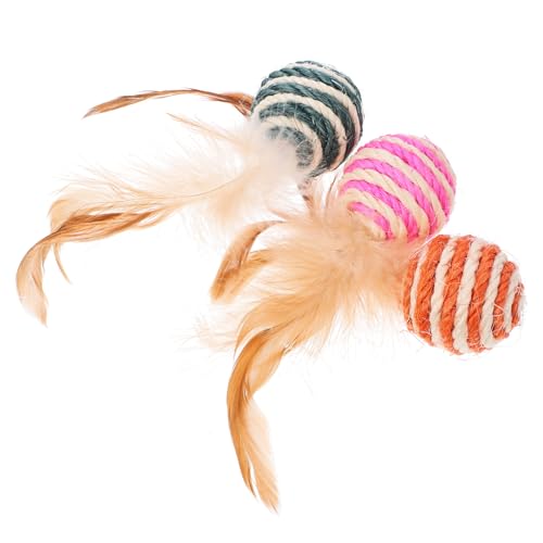 BUGUUYO 3stücke Greifspielzeug Für Katzen Verschleißfeste Plüsch Katzenspielzeug Mit Seilen Lernspielzeug Für Haustiere Indoor-Spielzeug Für Kätzchen Ball-Stil von BUGUUYO