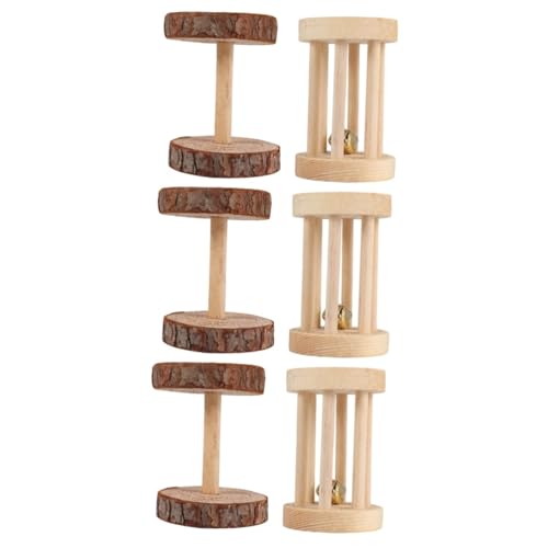 BUGUUYO 3sätze Holz Hamster Roller Spielzeug Praktisches Kauspielzeug Für Kleintiere Interaktives Molar Spielzeug Mit Rollendesign Für Hamster Und Meerschweinchen Fördert Bewegung Und von BUGUUYO