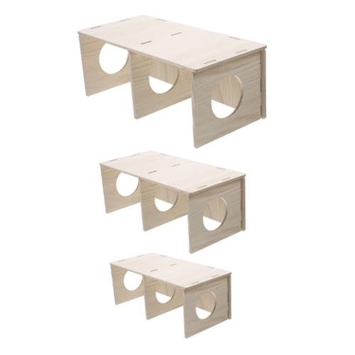 BUGUUYO 3stücke Hamsterhaus Aus Holz Für Kleine Haustiere Hamsterversteck Und Aktivitätszentrum Für Hamster Und Igel Natürlicher Rückzugsort Für Kleintiere von BUGUUYO