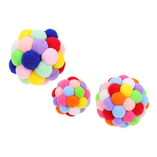 BUGUUYO 3 Stück lustiges Katzenspielzeug Katzenbälle mit Glöckchen im Inneren Spielzeugbälle für Katzen Katzenspielzeugkugeln Wolle groß Kätzchenspielzeug Bälle Kätzchen Bälle Plüsch Bunt von BUGUUYO
