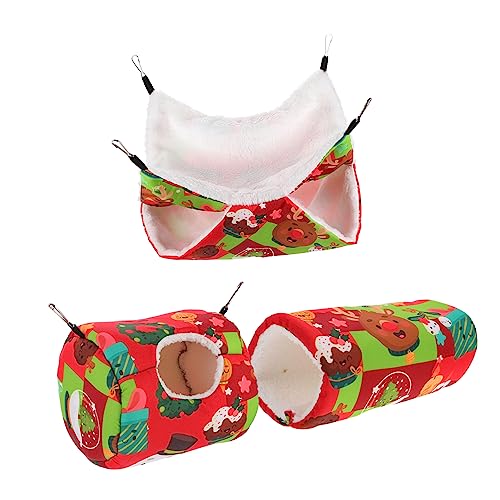 BUGUUYO 3pcs Weihnachten Hamster Hängematte Haustier Schlafen Bett Rot Ratte Bett Pet Tunnel Nest BUGUUYO 3pcs Weihnachten Hamster Hängematte Haustier Schlafen Bett Rot Ratte Bett Pet Tunnel Nest von BUGUUYO