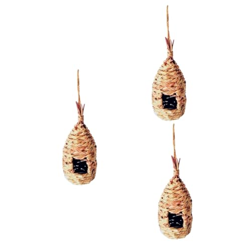 BUGUUYO 3 Stücke Hängen Nest Bett Für Vögel Gras Weben Vogel Nest Zucht Pet Papagei Hideaway von BUGUUYO