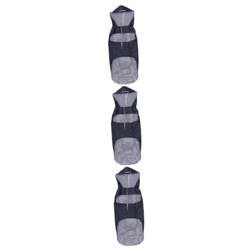 BUGUUYO 3-teiliges Hunde-Regenmantel-Set Mit Kapuze Und Reflektorstreifen Große Hundebekleidung Haustier-Regenjacke Nylongewebe Schwarz 5XL Welpen-Poncho von BUGUUYO