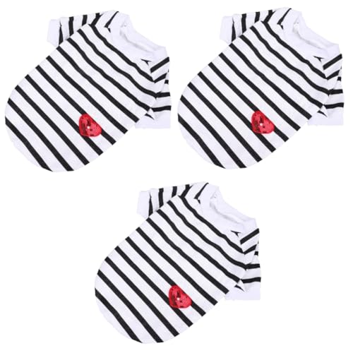 BUGUUYO 3stücke Hund T-Shirt Aus Baumwolle Gestreift Dünn Und Atmungsaktiv Frühlings Und Sommermode Für Kleine Bis Mittelgroße Hunde Bequem Und Stylisch von BUGUUYO