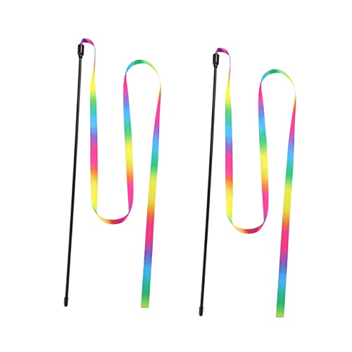 BUGUUYO 3stücke Teiliges Katzenspielzeug Interaktiver Katzenangel Mit Buntem Regenbogenband Für Katzen Und Kätzchen Fördert Spiel Und Bewegung Stärkt Die Bindung Zwischen Haustier Und von BUGUUYO
