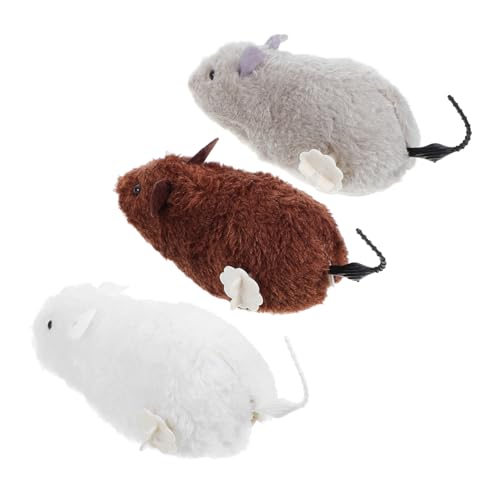 BUGUUYO Katzenspielzeug Mäuse-Set 3-teilig Aufziehmaus Realistische Plüschmäuse Für Hauskatzen Interaktives Katzenspielzeug von BUGUUYO