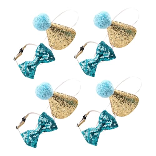 BUGUUYO 4 Satz Teiliges Hundeparty mit Pailletten Niedliche Geburtstagsmütze und Schleife Leichtes Zubehör für Kleine Hunde Welpen Katzen und Kuscheltiere Partydekoration von BUGUUYO