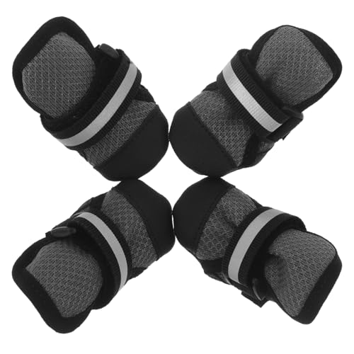 BUGUUYO 4 Stück Atmungsaktive Hundeschuhe mit Rutschfester Sohle und Elastischen Bändern Pfotenschützende Leichte Netzstoff Booties für Kleine Hunde Geeignet für Sommer und Outdoor von BUGUUYO